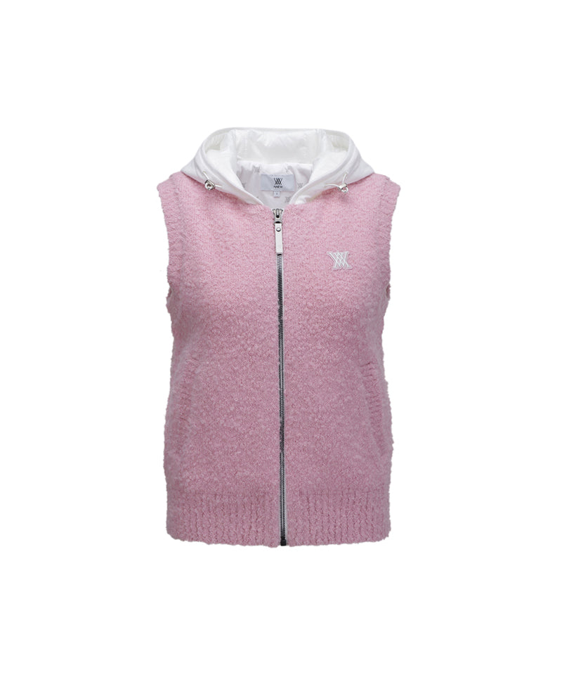 ANEW GOLF Women's Hoodie Knit Zip-Up Vest - Pink