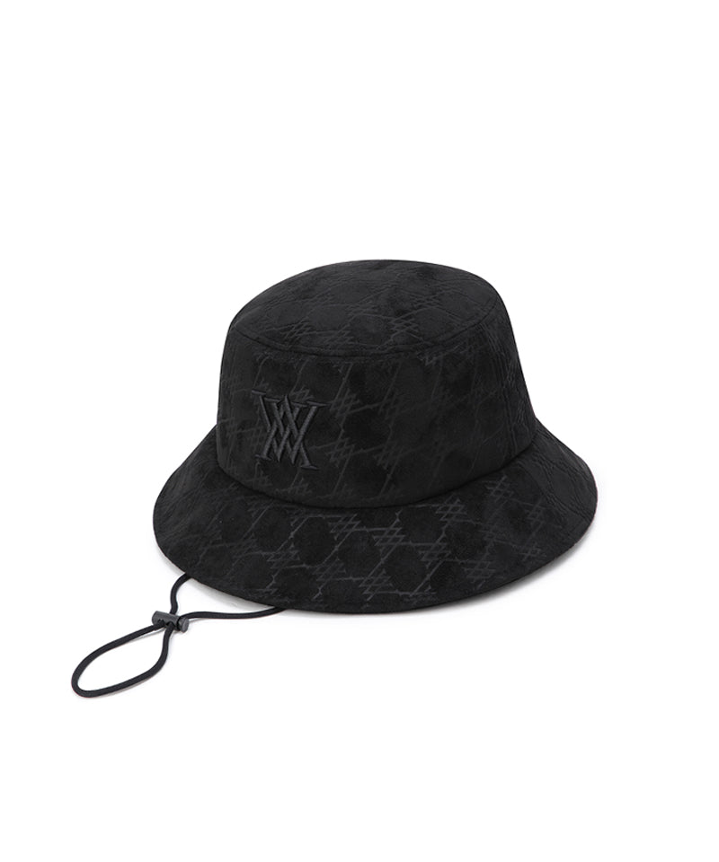 ANEW GOLF Monogram Suede Bucket Hat - Black