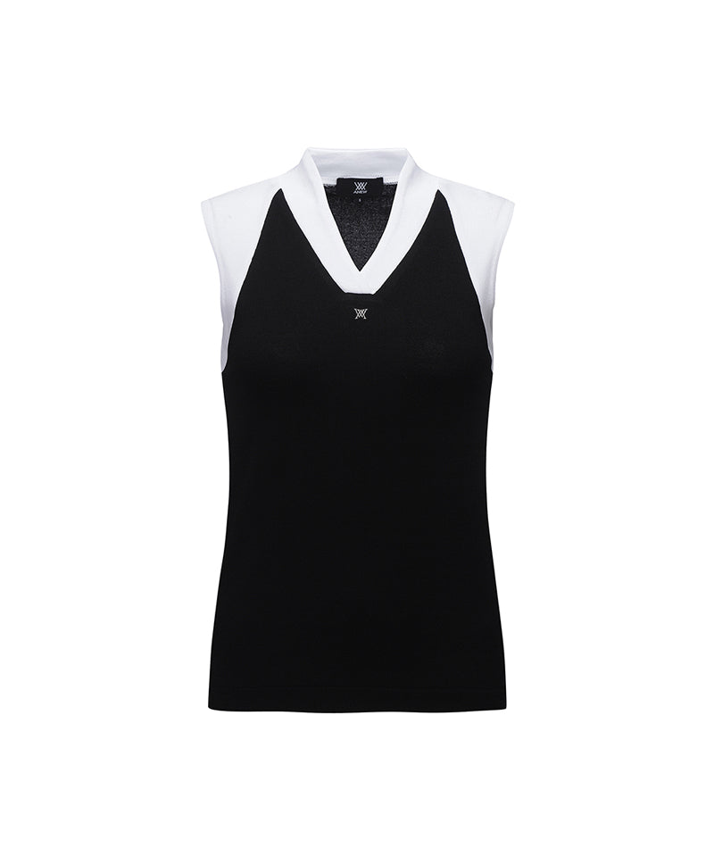 W Halterneck Tank Top - Black