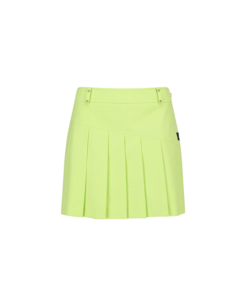 Women's Logo Band Point Pleats Skirt - Lime