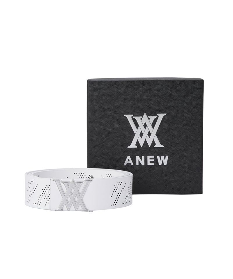 Men's Camo Punching Pattern Belt - White