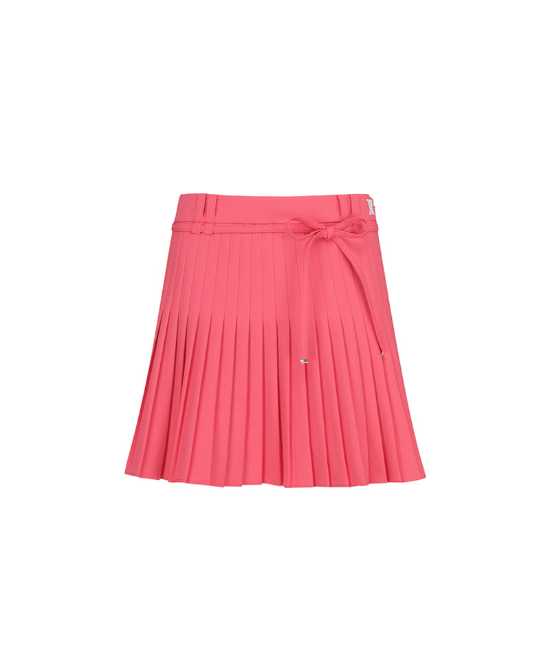 Women's Ribbon Pleats Skirt - Coral