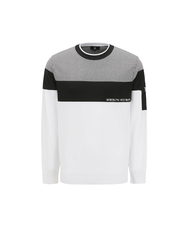 ANEW Golf Men's SP Stripe Block Sweater - White