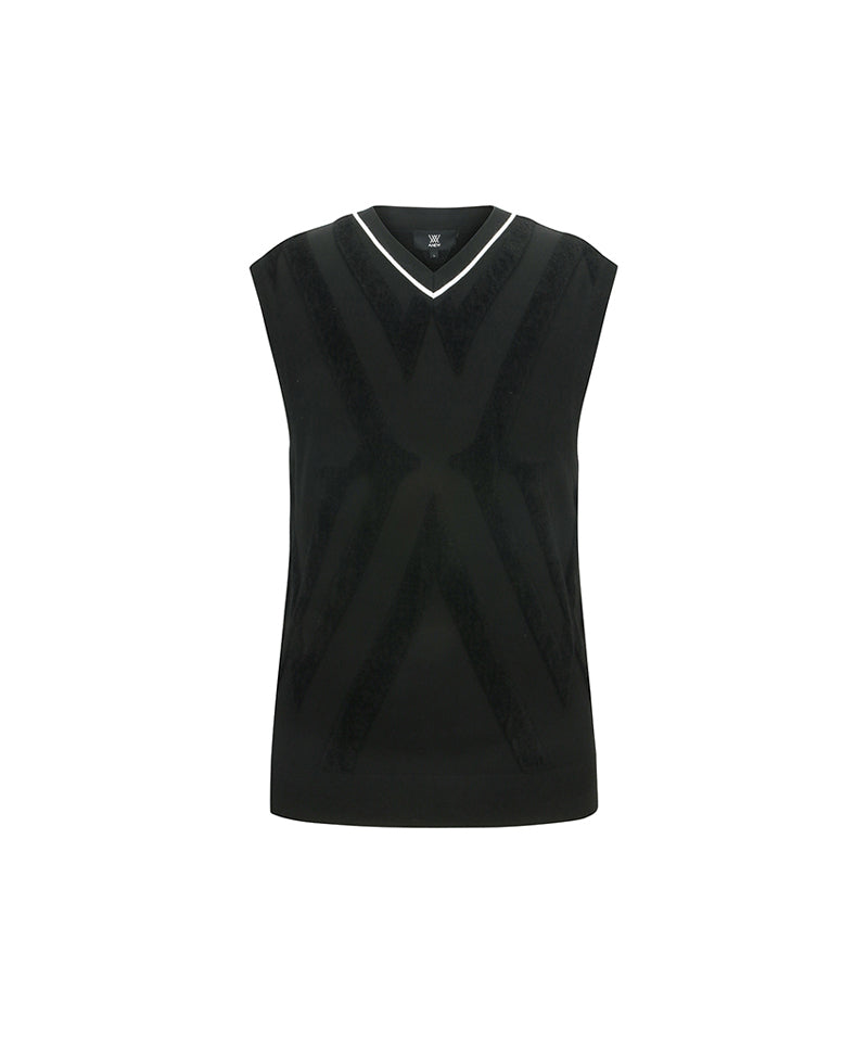 ANEW GOLF Men's Big Logo Instarsia Vest - Black