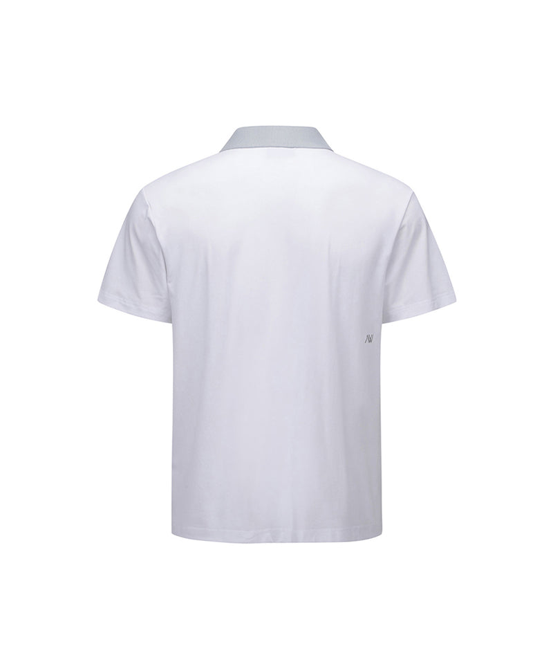 Men Collar Point Short T-Shirt - White