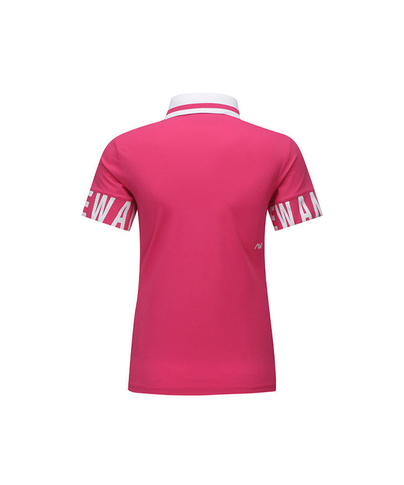 Women's Sleeve Logo Point Short T-Shirt - Hot Pink