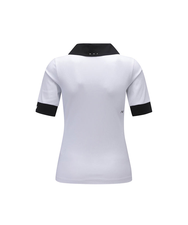 Women's Collar Transform Sleeved Long T-Shirt - White