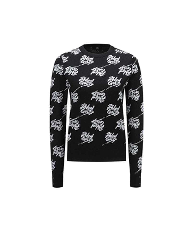 Women's Logo Pattern Jacquard Pullover - Black