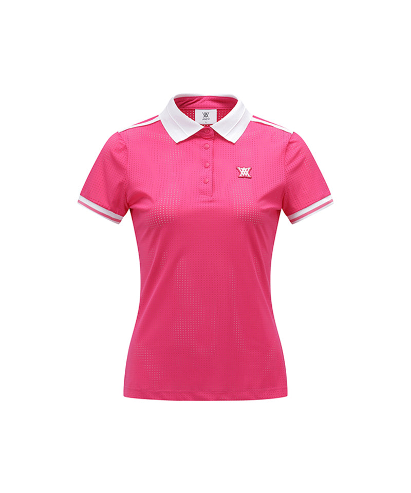 Women's All Ventilation Collar Short T-Shirt - Hot Pink