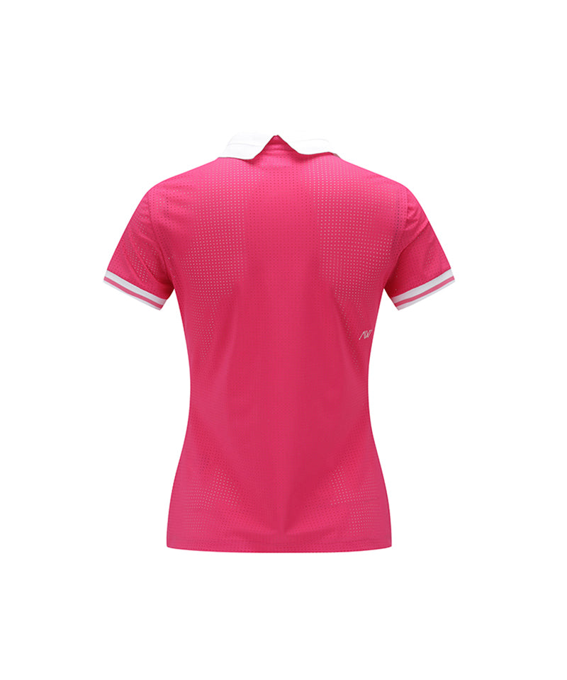 Women's All Ventilation Collar Short T-Shirt - Hot Pink