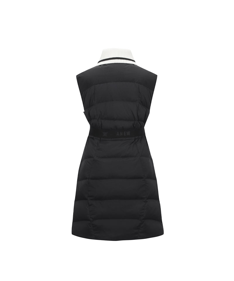 ANEW Golf Women's High Neck Long Down Vest - Black