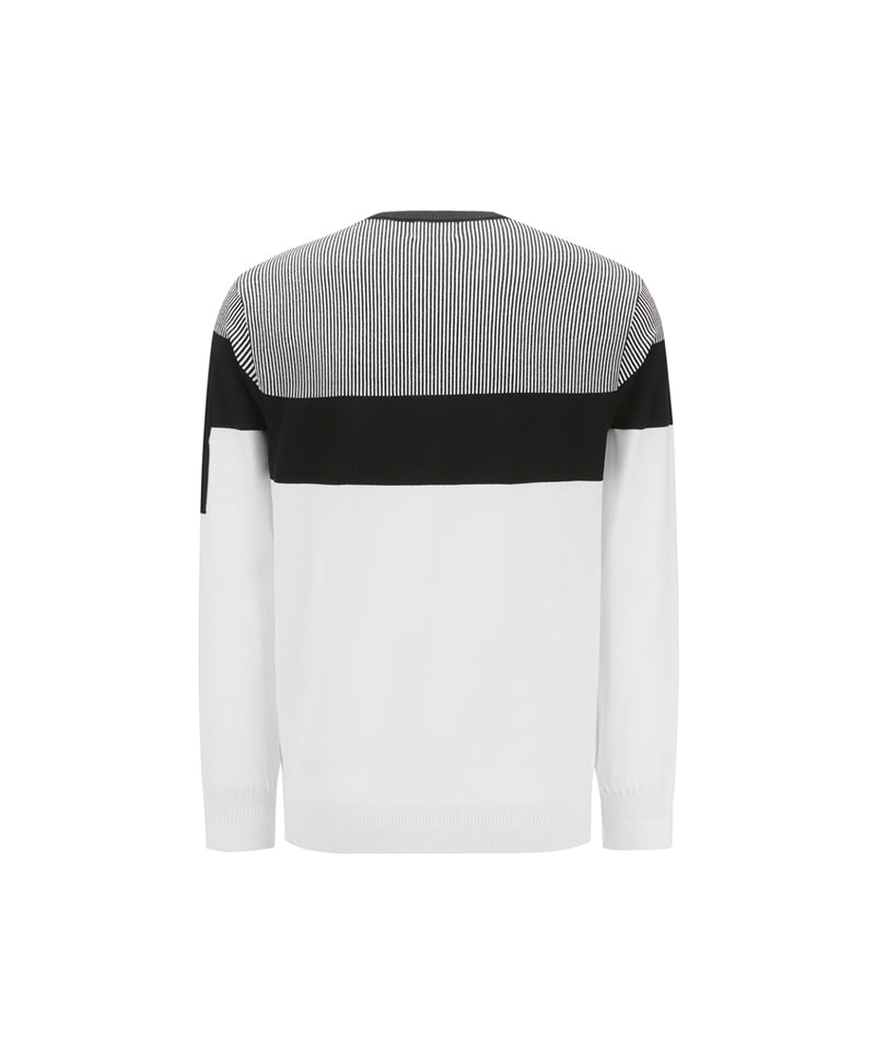 ANEW Golf Men's SP Stripe Block Sweater - White