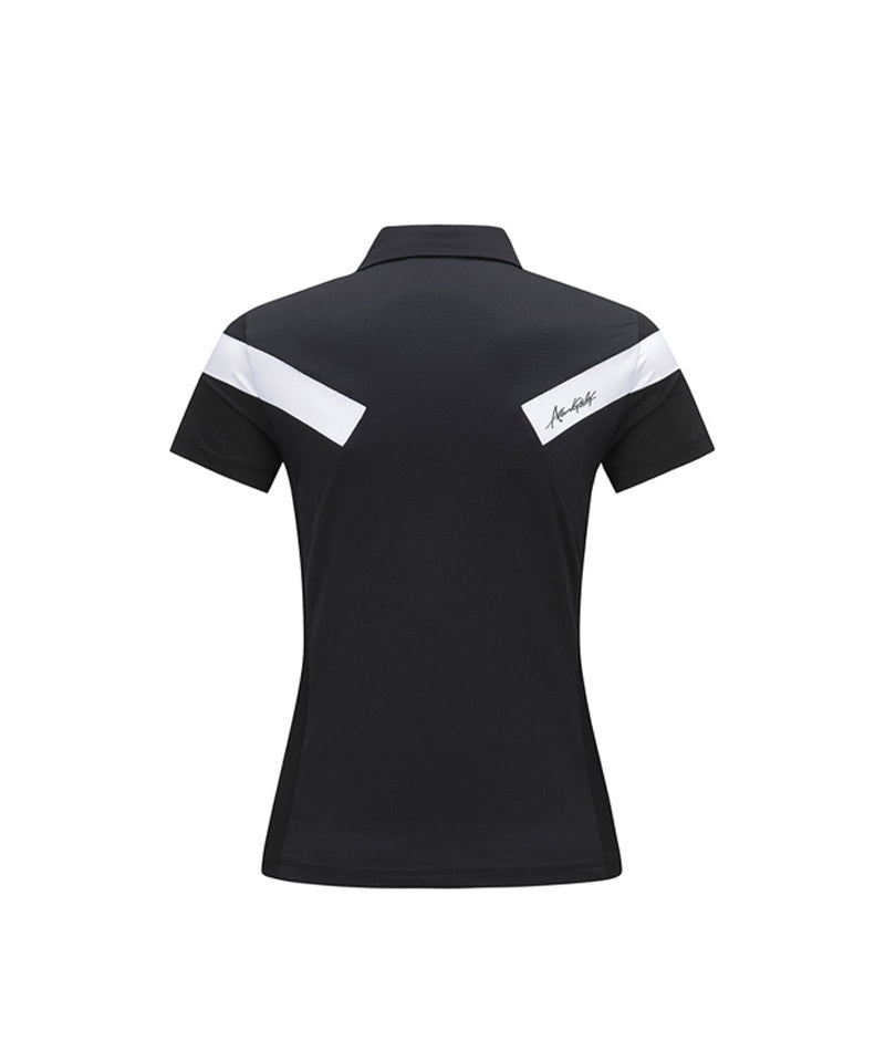 Women's Ice Dots Incision Point Short T-Shirt - Black