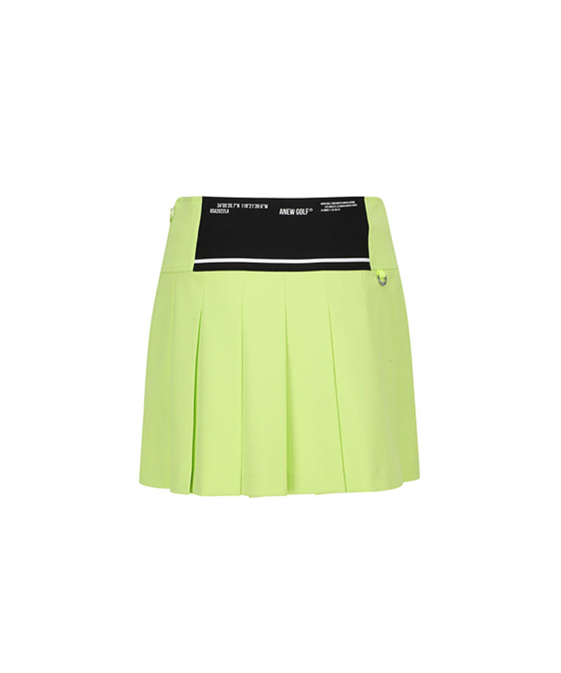 Women's Logo Band Point Pleats Skirt - Lime