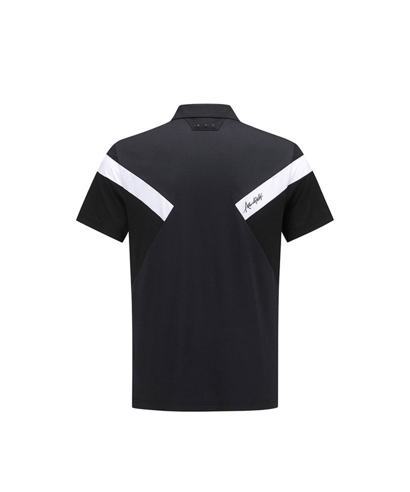 Men Ice Dots Incision Point Short T-Shirt - Black