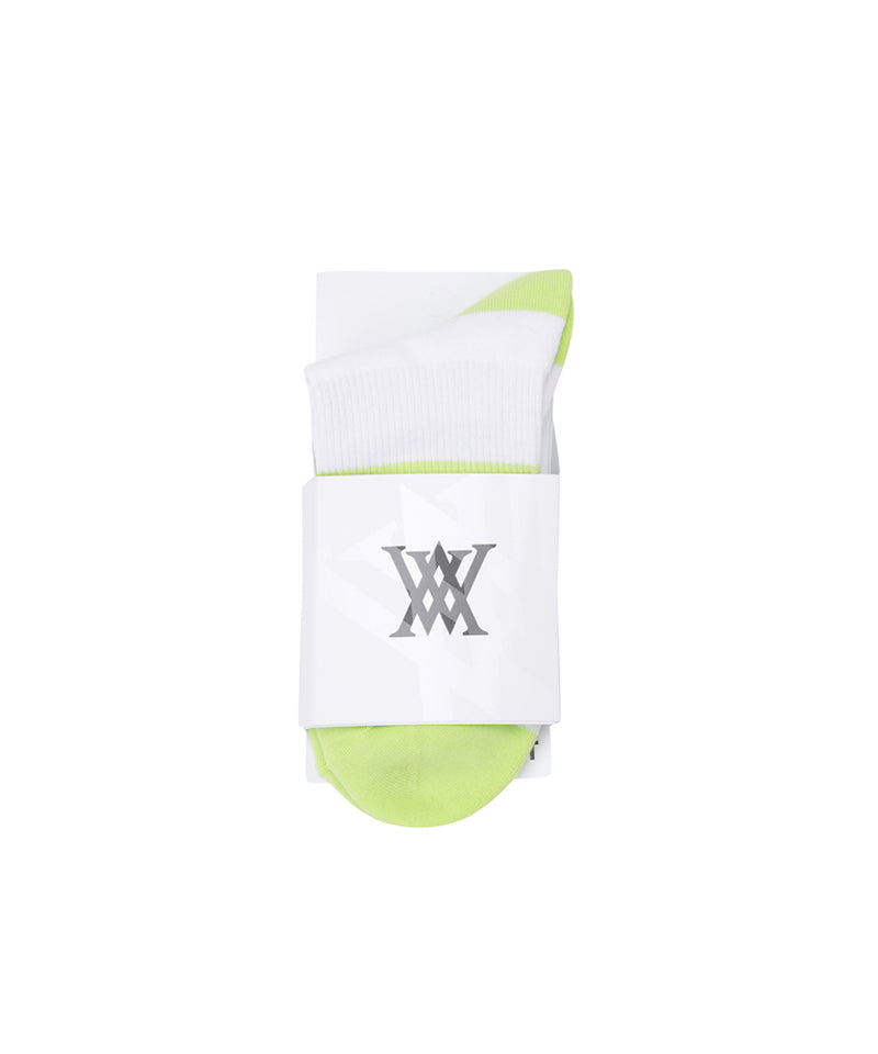 Men's Double-Block Crew Socks - Lime