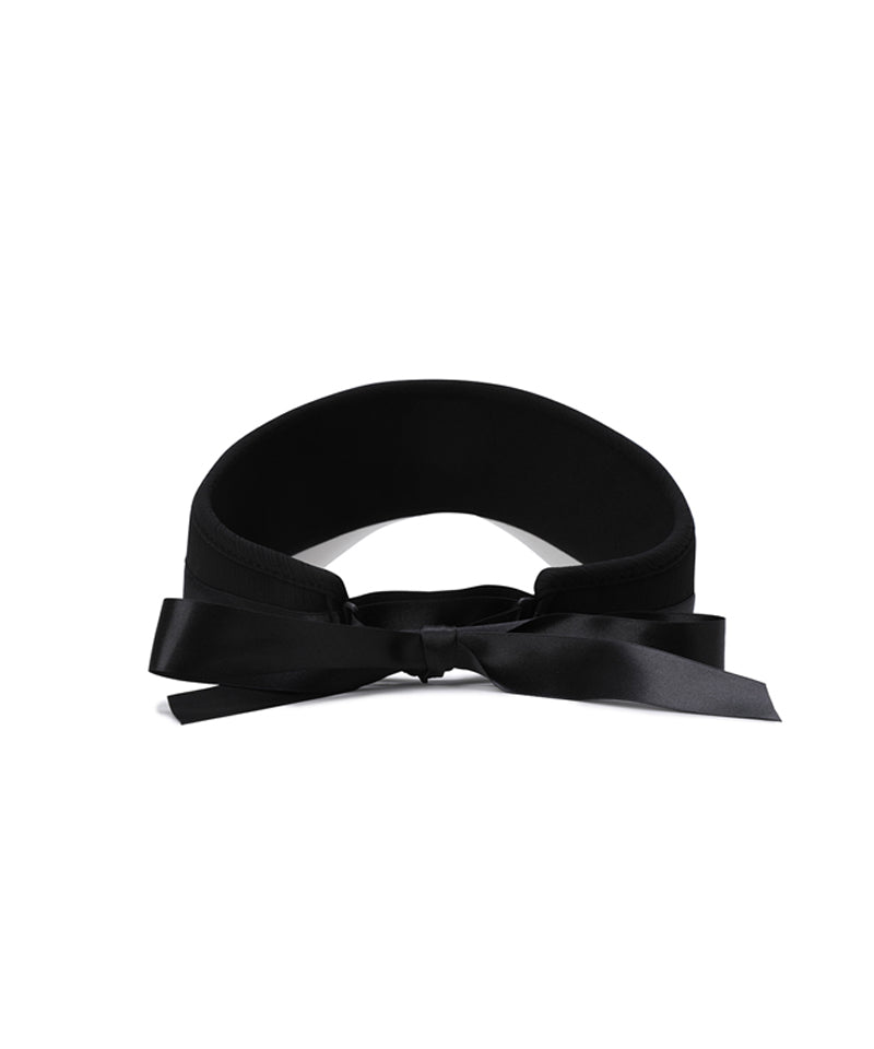 Women's Ribbon Tie High Crown Visor - Black