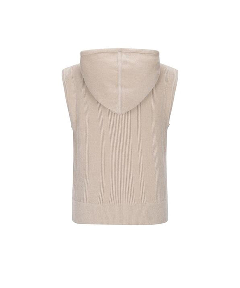 Women's Chenille Knit Hood Vest - Light Beige