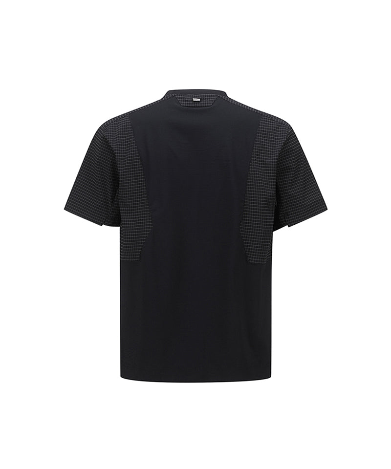 Men Wooven Sleeve Crew Neck - Black