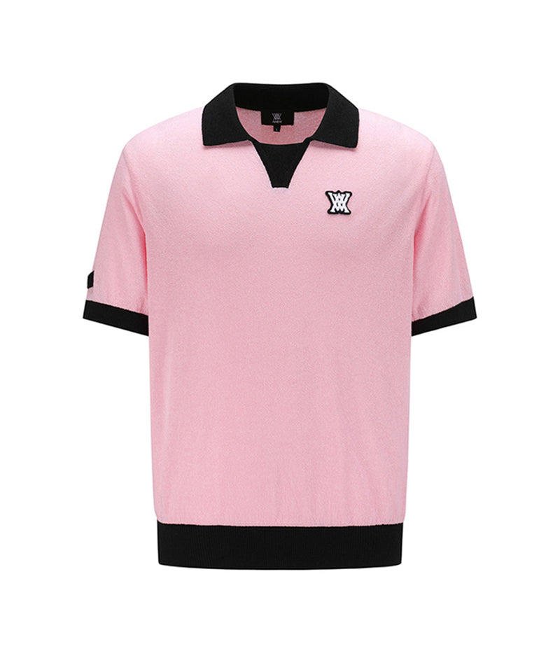 Men's Big Logo Collar Short Sweater - Pink