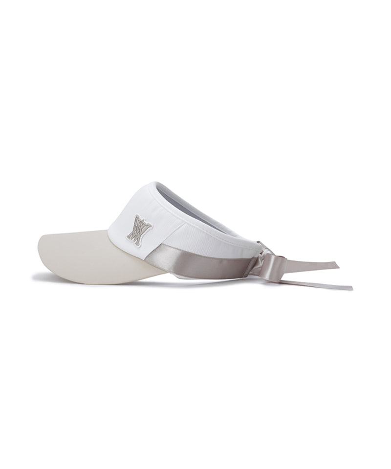 Women's Ribbon Tie High Crown Visor - White