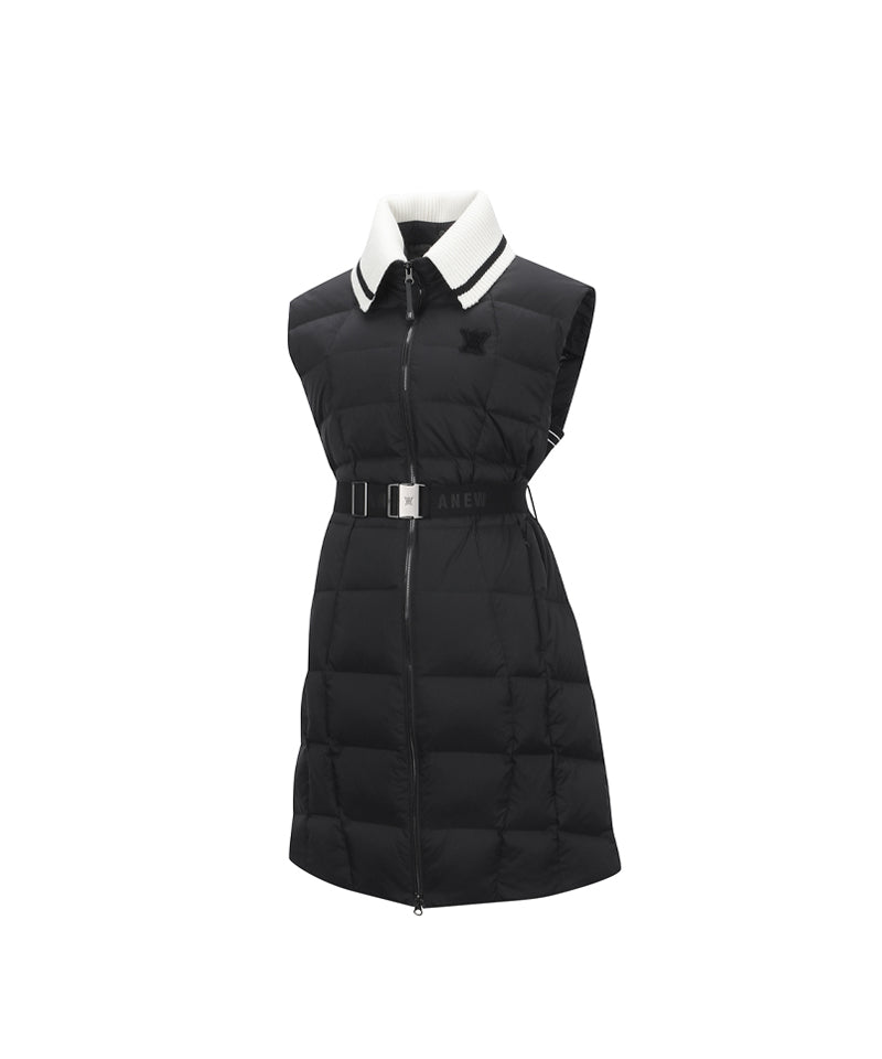 ANEW Golf Women's High Neck Long Down Vest - Black