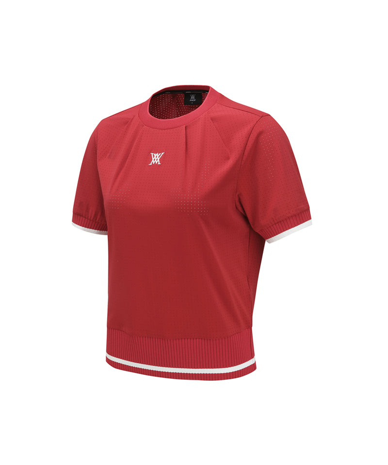 Women's SM Air Dot Round Short T-SHIRT - Red