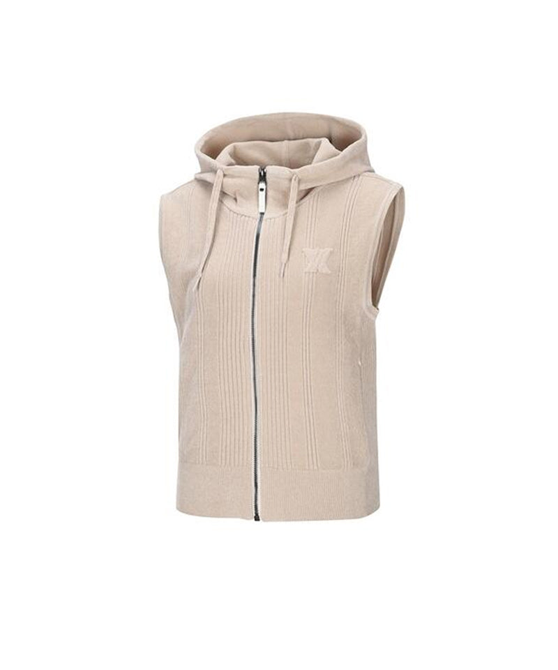 Women's Chenille Knit Hood Vest - Light Beige