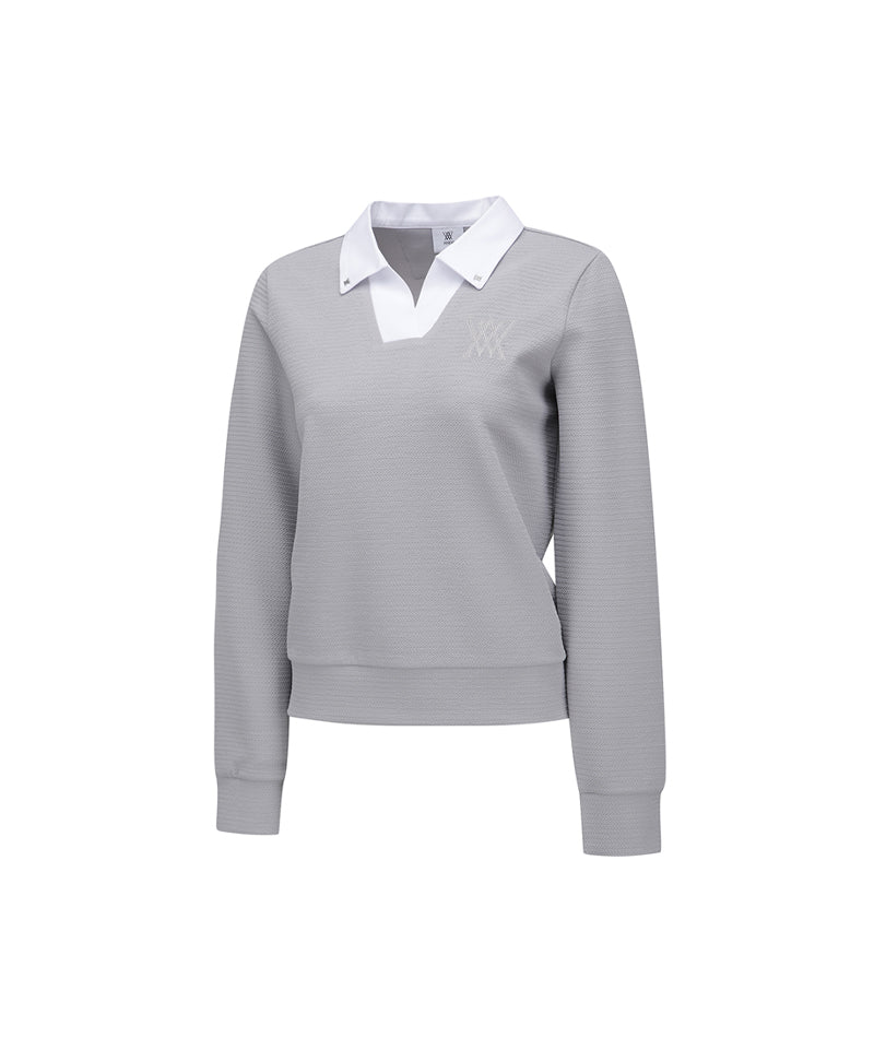 ANEW Golf Women's SP Collared Sweatshirt - Light Gray