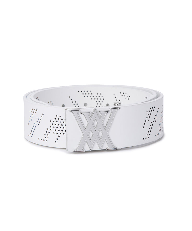 Men's Camo Punching Pattern Belt - White