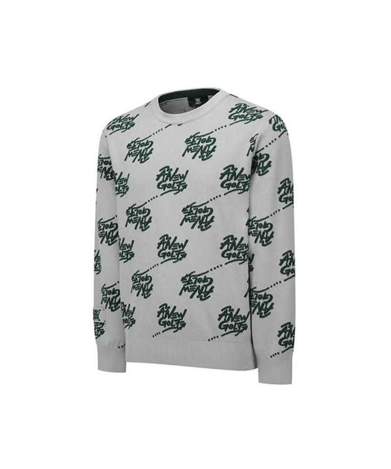 Men's Logo Pattern Jacquard Pullover - Gray