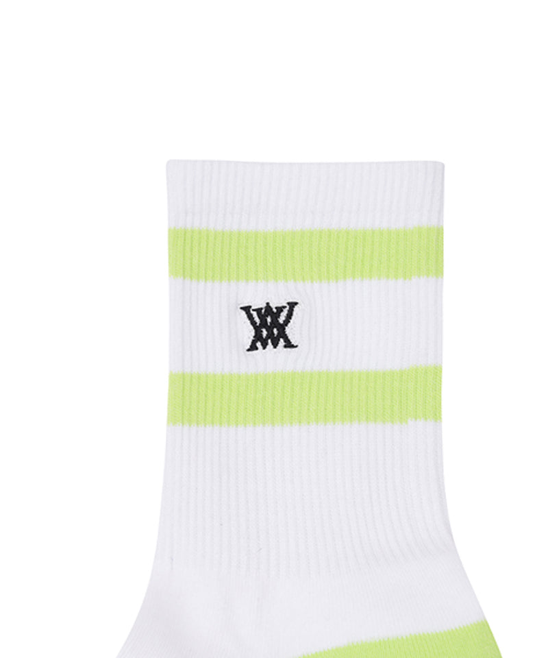 Men's Double-Block Crew Socks - Lime