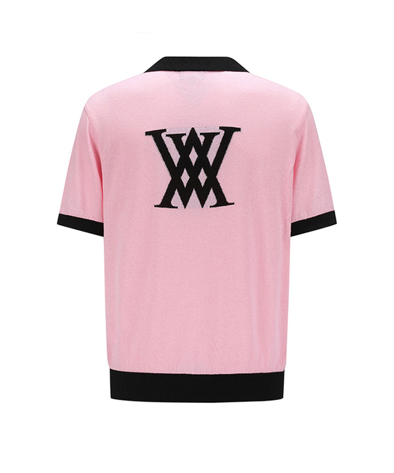 Men's Big Logo Collar Short Sweater - Pink