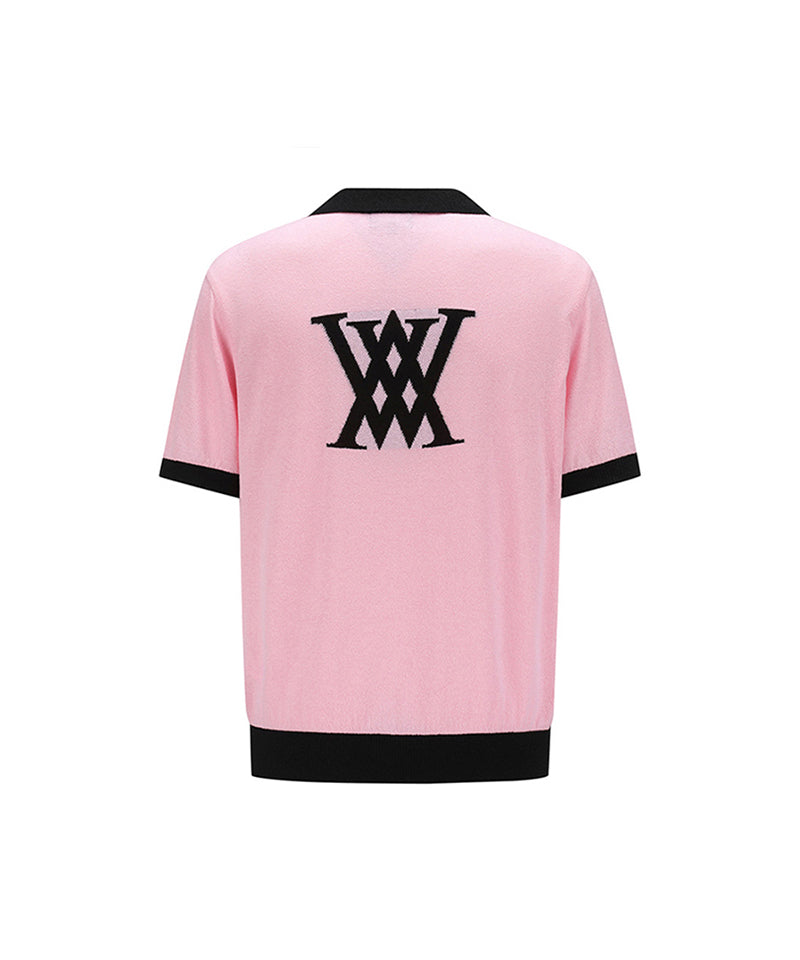 Men's Big Logo Collar Short Sweater - Pink