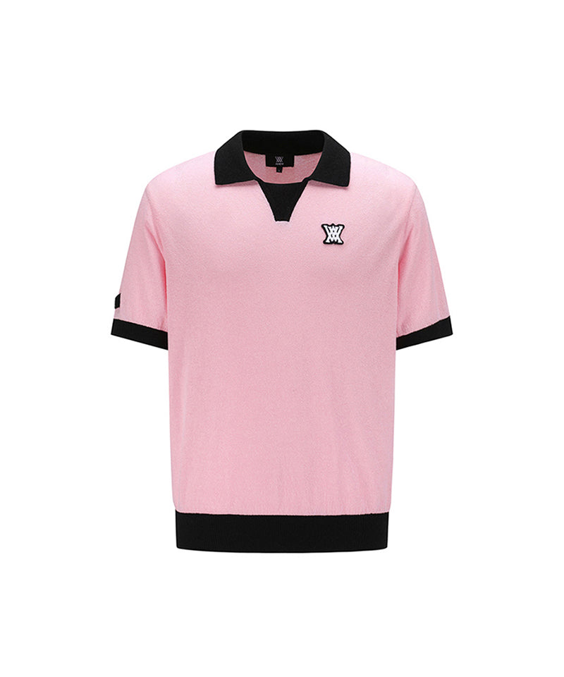 Men's Big Logo Collar Short Sweater - Pink