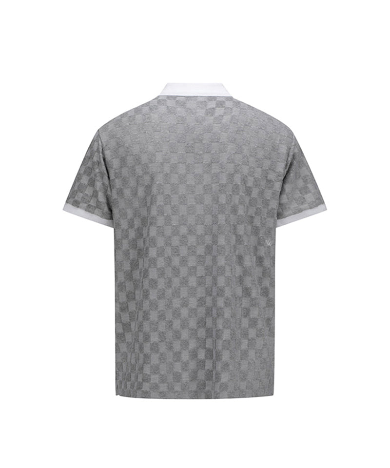 ANEW Golf Men's Terry Check Block Short T-Shirt - Gray