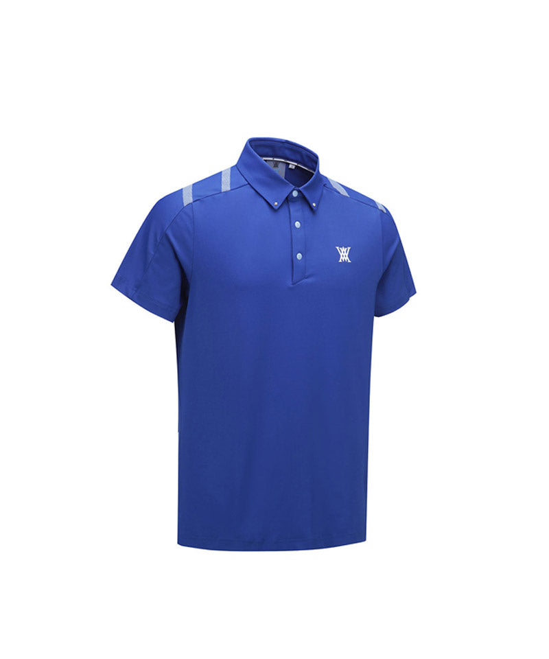 Men Ice Dots Logo Pattern Short T-Shirt - Royal Blue