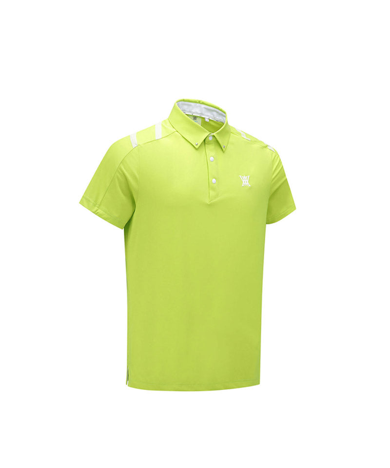 Men Ice Dots Logo Pattern Short T-Shirt - Lime