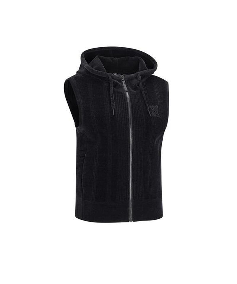 Women's Chenille Knit Hood Vest - Black