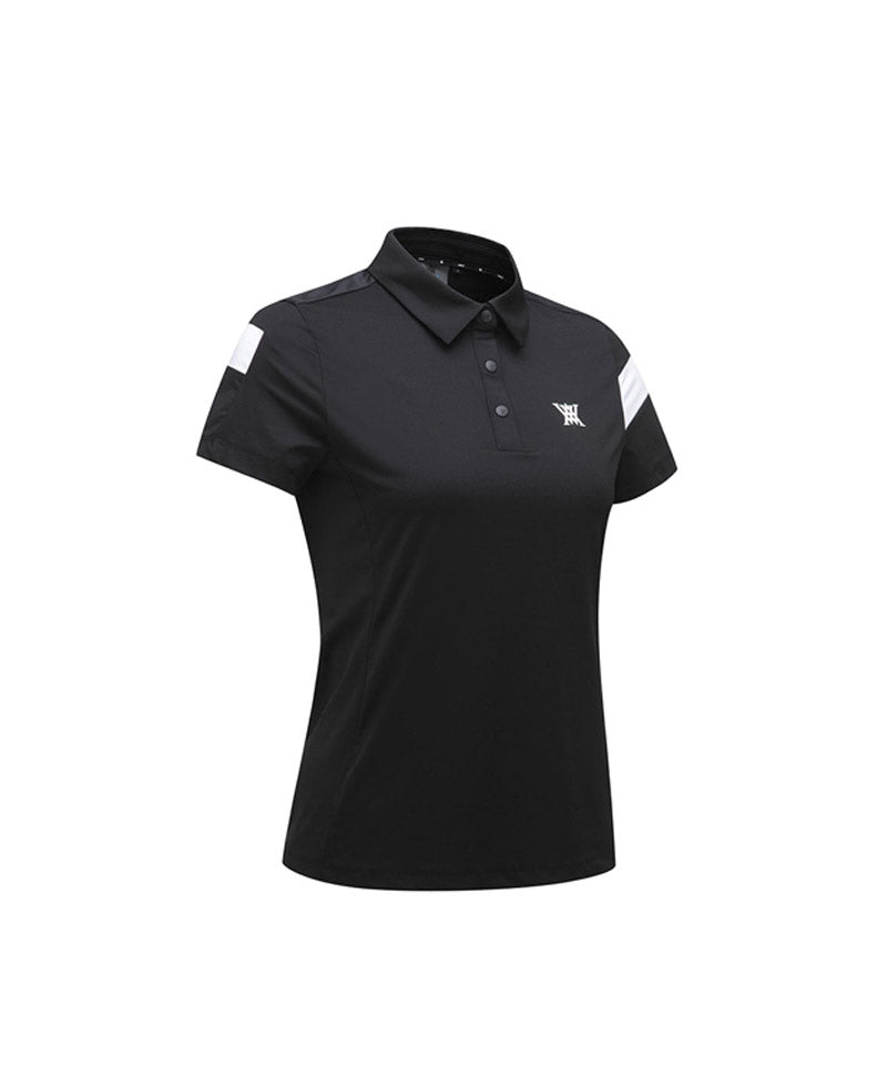 Women's Ice Dots Incision Point Short T-Shirt - Black