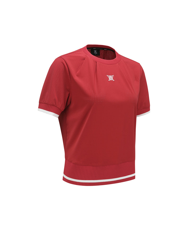 Women's SM Air Dot Round Short T-SHIRT - Red