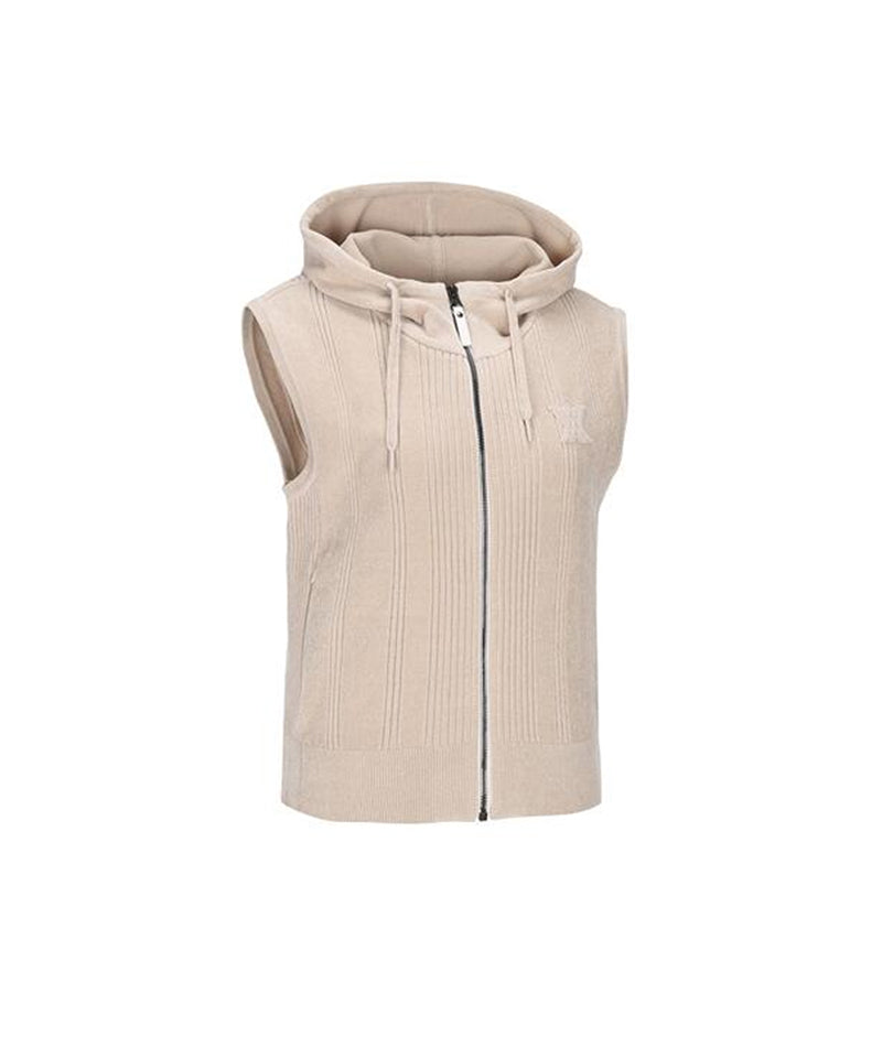 Women's Chenille Knit Hood Vest - Light Beige