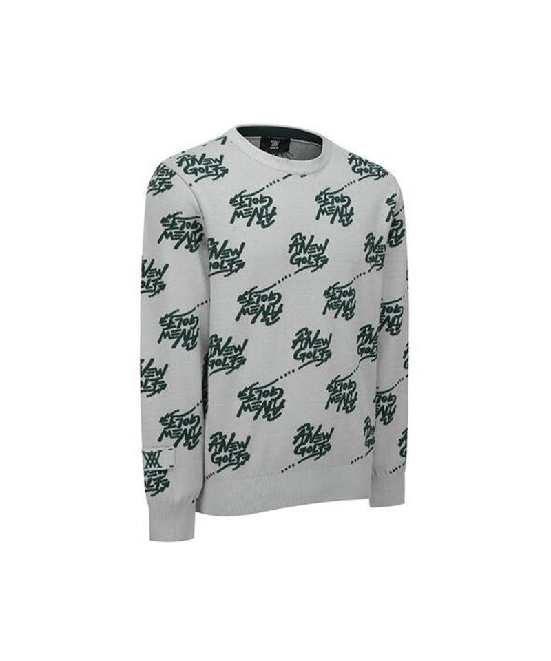 Men's Logo Pattern Jacquard Pullover - Gray