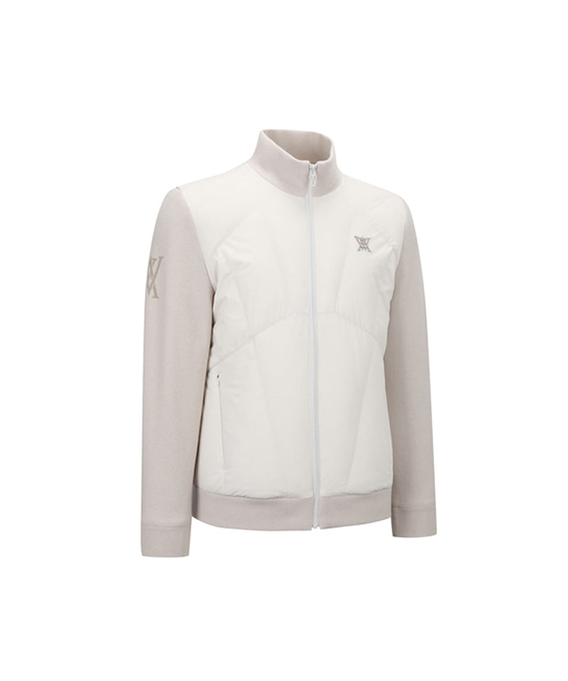 ANEW Golf Men's Diagonal Incision Hybrid Down Jacket - Ivory