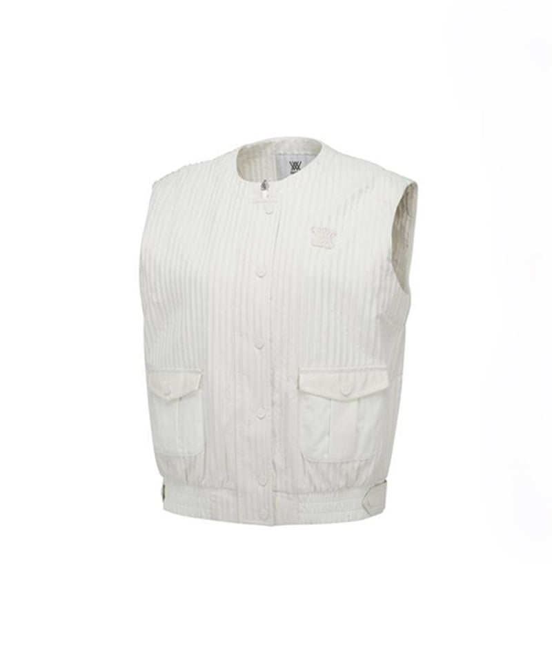 Women's Pocket Pleats Point Vest - Ivory