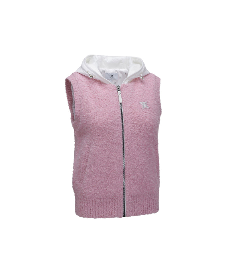 ANEW GOLF Women's Hoodie Knit Zip-Up Vest - Pink