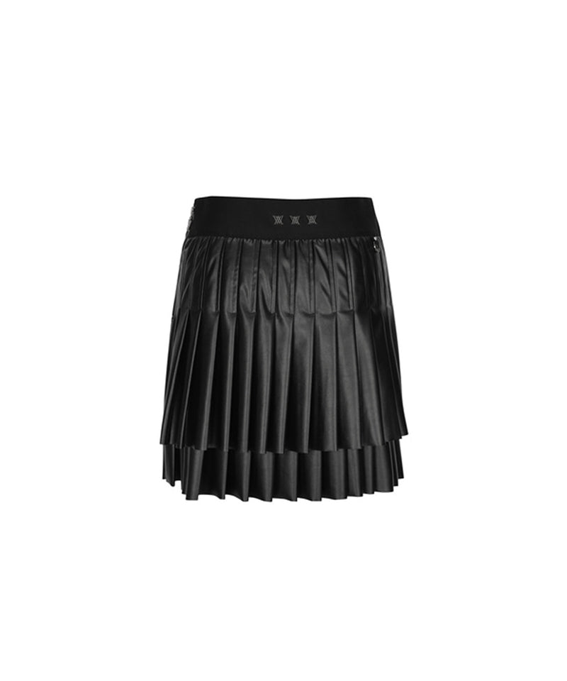 Women's Faux Leather Double Pleats SQ - Black