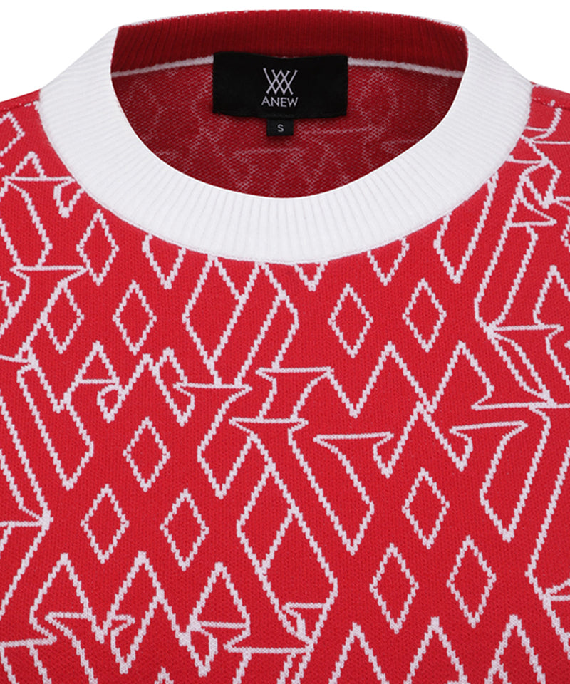 Women's SP Logo Pattern Knit Vest - Red