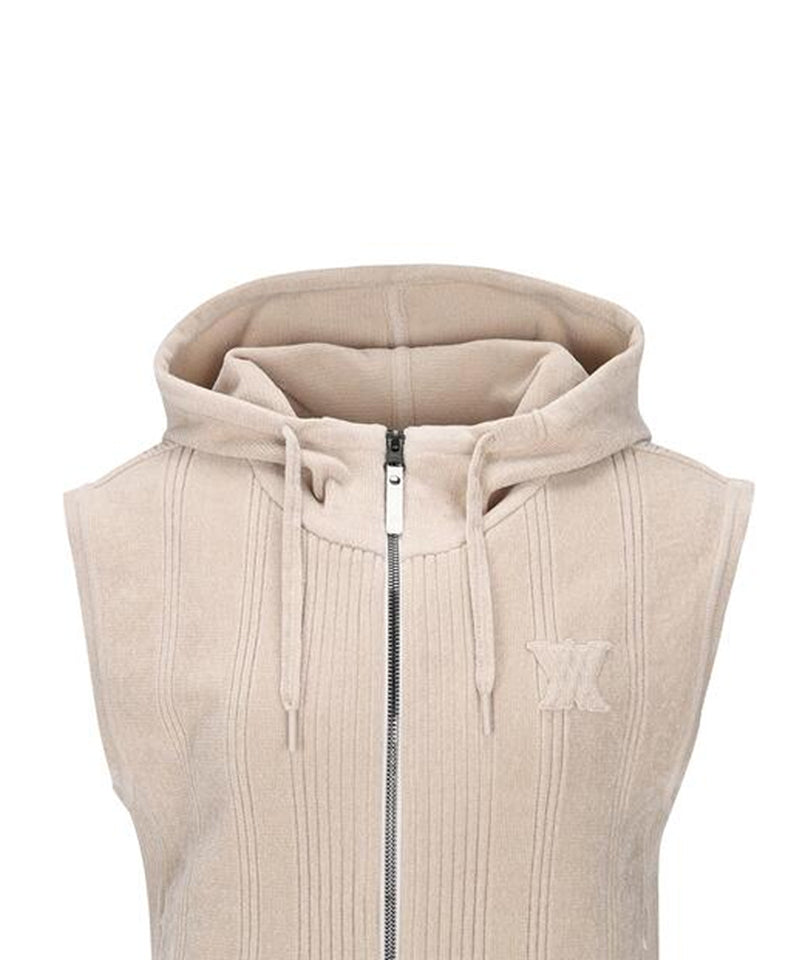 Women's Chenille Knit Hood Vest - Light Beige