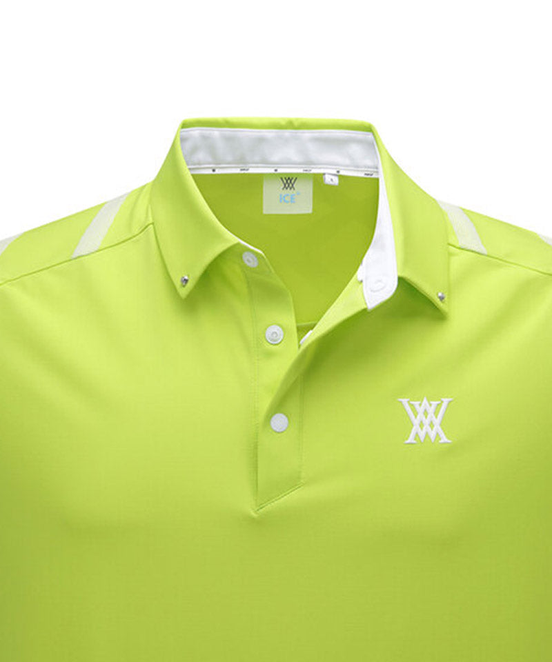 Men Ice Dots Logo Pattern Short T-Shirt - Lime